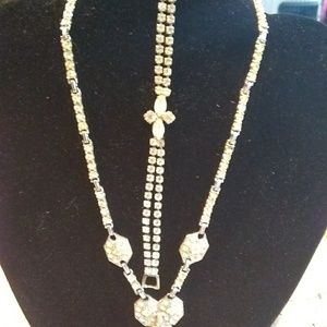 Vintage art deco rhinestone lot necklace bracelets
